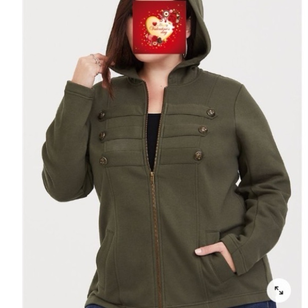 BloomChic Size L Olive Green Women's Hooded Jacket us 12